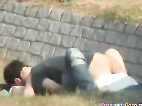 Любители секса занимаются любовью в парке